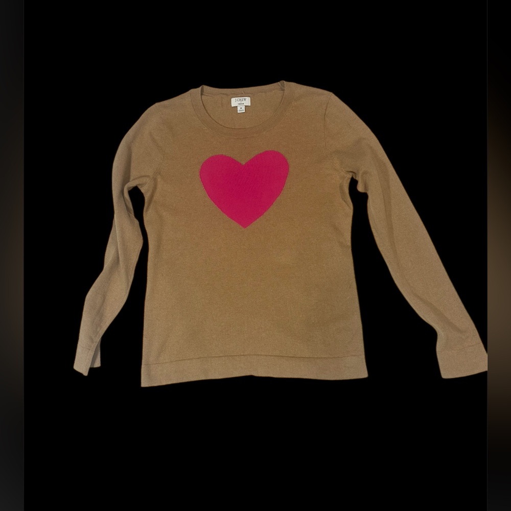 J. Crew Women's Light brown /Tan Long Sleeve w/ Pink Heart- medium- Cotton - Picture 4 of 14